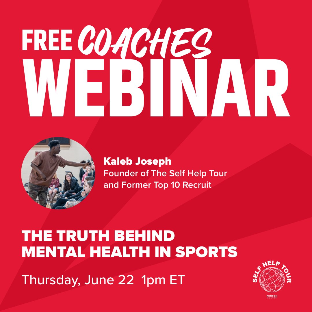 Mental health in sports: a conversation that is getting louder 📢 Join Kaleb Joseph, former top 10 recruit and founder of The Self Help Tour, in a FREE coach webinar to discuss the truth behind mental health in sports. Register now and spread the word: bit.ly/43Ax8Tr