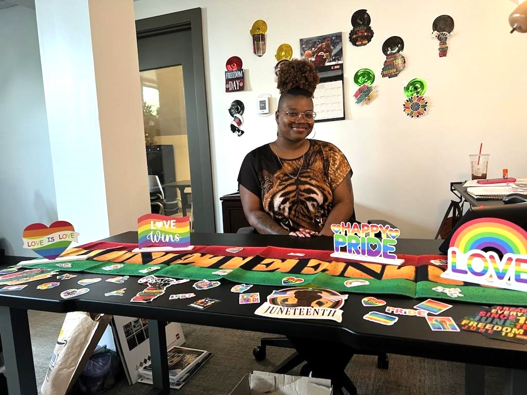 Our Office Coordinator Aaliyah always makes sure our front desk looks fabulous. We love to see it!

#HappyPride #PrideMonth #Juneteenth
