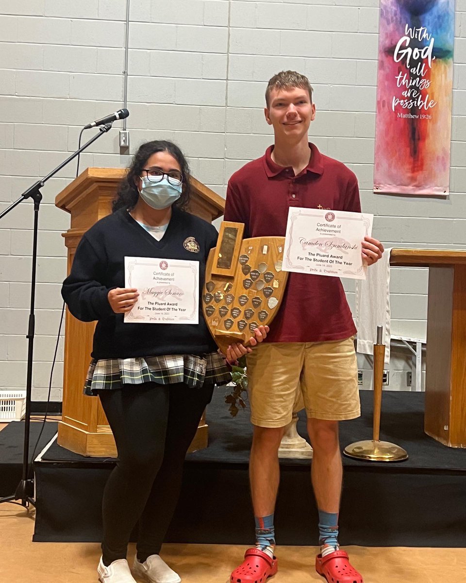 Congrats to Maggie Soriano and Camden Szumlanski for winning the students of the year Plaurd Award! Your efforts this year are greatly appreciated!
