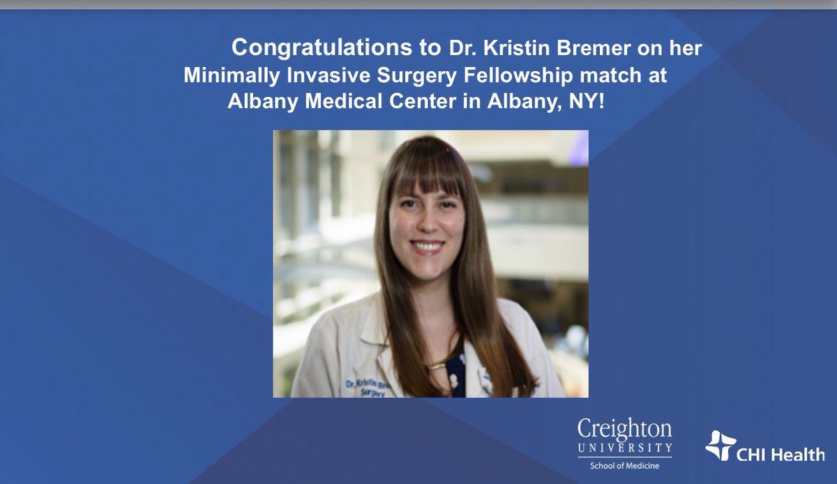 Waddah Al-Refaie (@wbalrefaie) on Twitter photo Cheers and congratulations 🎊 🎉 to our outstanding incoming chief residnet Dr. Kristin Bremer <a href="/CreightonSurg/">Creighton General Surgery Residency</a> <a href="/Creighton/">Creighton University</a> <a href="/CreightonSOM/">CreightonSOM</a> <a href="/CHIhealth/">CHI Health</a> <a href="/commonspirit/">CommonSpirit Health</a> <a href="/CommonSpiritPE/">CommonSpirit Physician Enterprise</a> on her match <a href="/AlbanyMed/">Albany Med Health System</a> <a href="/KMarieMD/">KMarie MD</a> Cheers and congratulations 🎊 🎉 to our outstanding incoming chief residnet Dr. Kristin Bremer <a href="/CreightonSurg/">Creighton General Surgery Residency</a> <a href="/Creighton/">Creighton University</a> <a href="/CreightonSOM/">CreightonSOM</a> <a href="/CHIhealth/">CHI Health</a> <a href="/commonspirit/">CommonSpirit Health</a> <a href="/CommonSpiritPE/">CommonSpirit Physician Enterprise</a> on her match <a href="/AlbanyMed/">Albany Med Health System</a> <a href="/KMarieMD/">KMarie MD</a>