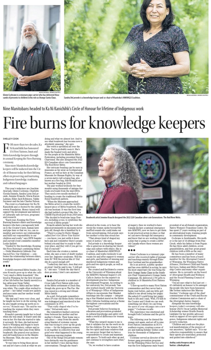 Ekosi <a href="/ShelleyACook/">Shelley Cook</a> for sharing the story of some of our Keepers of the Fire! The contributions they have made &amp; continue to make are important to celebrate. The SOLD OUT #KFB2023 Gathering takes place tonight and we're looking forward to honouring these amazing individuals ♥️