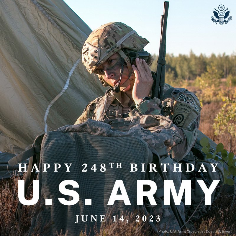 Happy birthday to the @USArmy ! 🎉 For 248 years, the U.S. Army has stood together with America to help save lives and protect our people and our nation.

#ArmyBirthday #ArmyBday