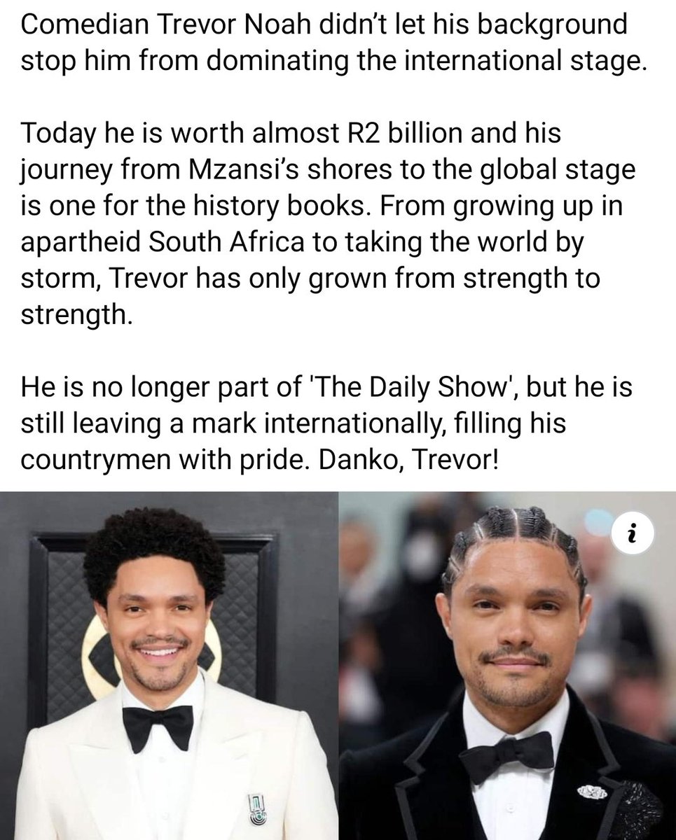penuelist_'s tweet photo. This gent is honestly one of my heroes. Focuses on work. Cares about human beings. Loves travel. Fascinated by history &amp; the human condition. Doing what he loves. Is authentic. Isn't into flashy stuff. Minimal drama  &amp; scandals.

@Trevornoah ✌🏾

Credit: https://t.co/ZqpWmjP34H https://t.co/5E0t5lGerC