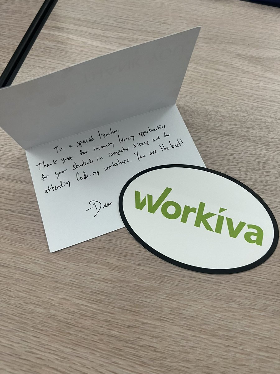 #CSWeek has been such a great opportunity to grow professionally in #CS.

Big thanks to @Workiva for our teacher appreciation thank you cards! #cs4ia