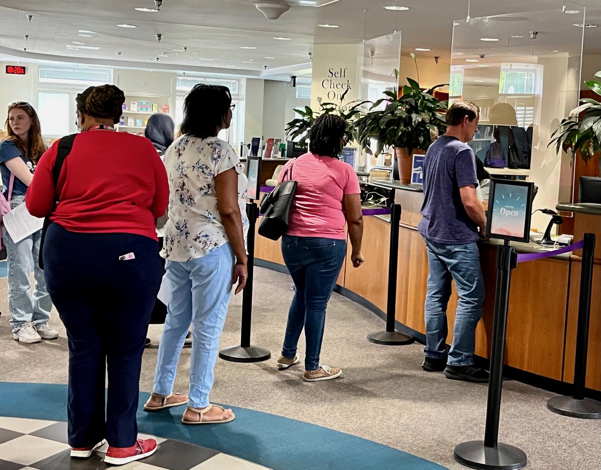 joynerlibrary's tweet photo. Teacher energy was ⬆️ today in our Teaching Resources Center with educators from @WilsonSchoolsNC securing their Educator Library Card and learning all about what the #ECUtrc has to offer! 📝🤖📚🖥️  

We are excited to see you again and work together! #teachers #ECU https://t.co/sG8EewIRIO