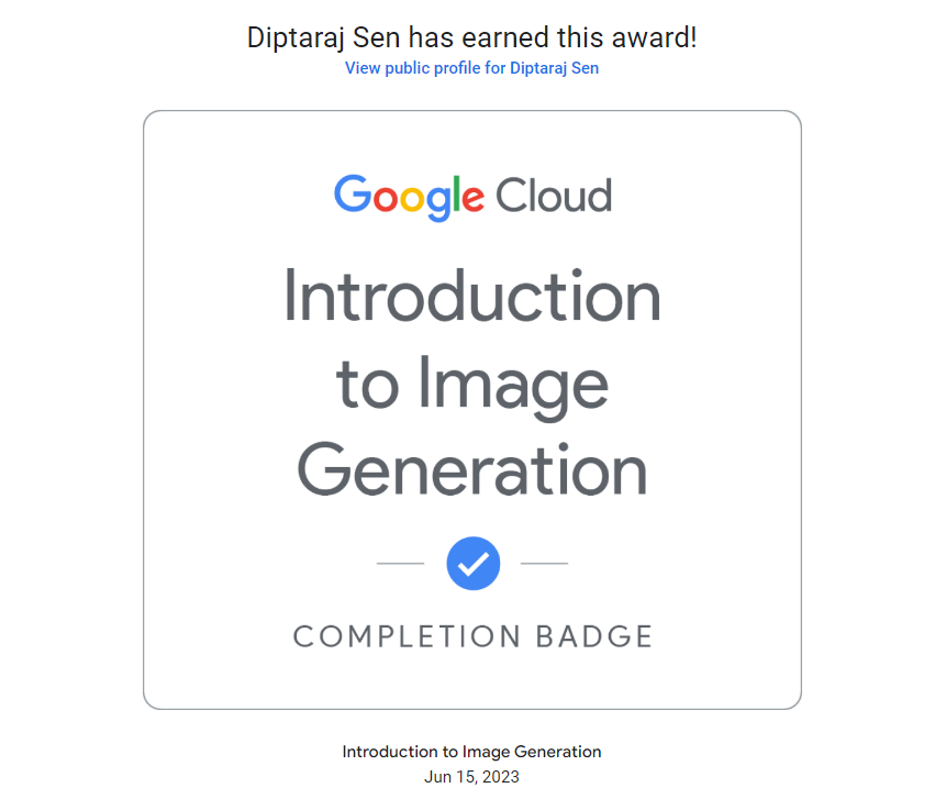 Day 5 of #66daysofdata (15.06.2023)-
Today I completed the “Introduction to Image Generation” on @googlecloud . I read about the diffusion models for Image Generation. This seemed very fascinating to me. I am learning more on this. Feel free to share your thoughts on this.