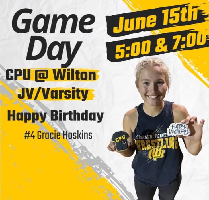 CpuSoftball's tweet photo. JV/Varsity are on the road today at Wilton for a doubleheader starting at 5:00.
A Special Happy Birthday to #4 Gracie Hoskins!!!
#letsget2 #letsgo #playas1 https://t.co/rTu5JPVJco
