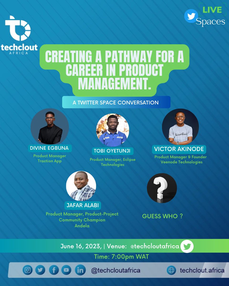techcloutafrica's tweet photo. ✨it’s about Time !!!!!!

We present to your our maiden Edition of Techclout Africa Virtual conversations.

………………………………
Set your reminder via link in bio
https://t.co/Qi8A9Fabmd

#techcloutafrica #twitterspaces #techcloutmedia https://t.co/uoG6RbFjt1