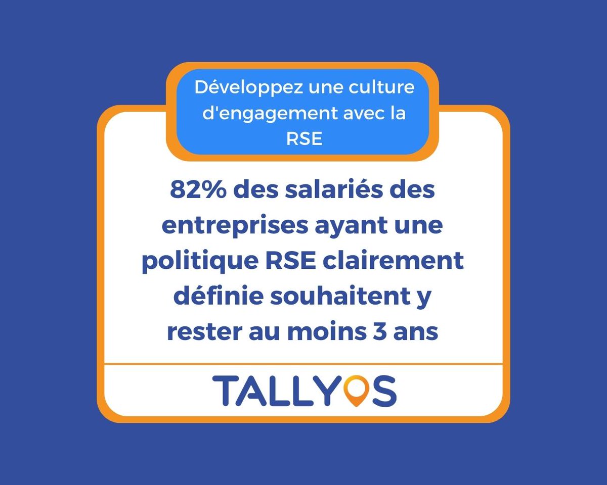Les politiques d'entreprises favorisant la RSE se multiplient. Selon une étude du MEDEF, 82% des salariés dans une entreprise avec politique RSE souhaitent y rester au moins 3 ans. La RSE, intégrant préoccupations sociales, environnementales et économiques, fidélise les salariés