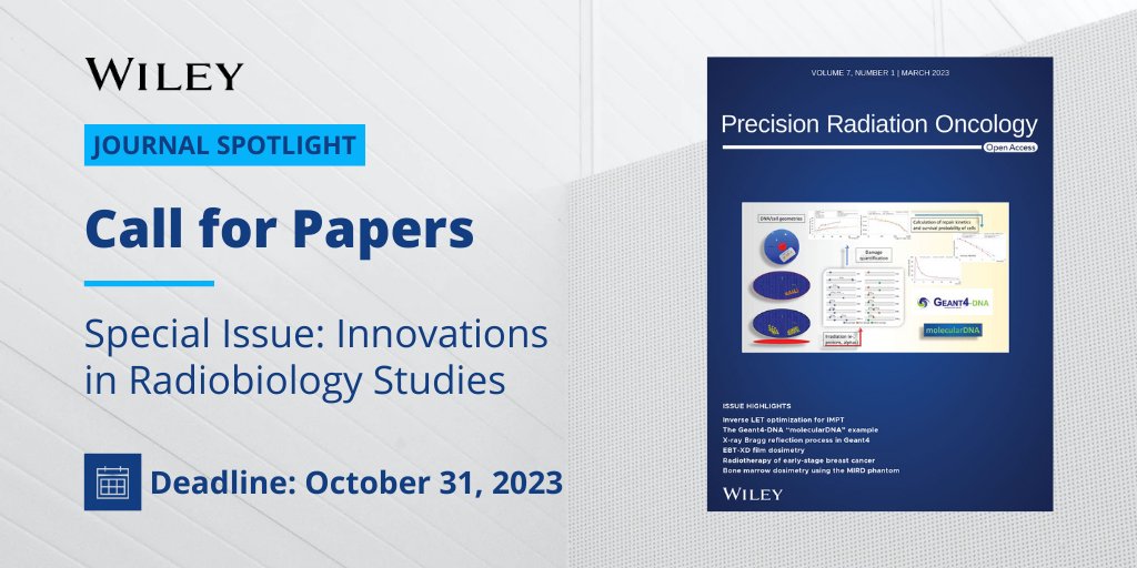 ✍️ #CallForPapers! @PrecRadiatOncol is seeking submissions on innovations in radiobiology studies. 

📅 Deadline: October 31, 2023

Submit now: ow.ly/Kr5V50OPzft

#JournalSpotlight #CFP #openaccess #feeswaived