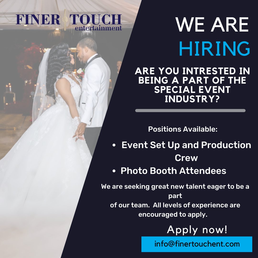 finertouch's tweet photo. We are on the hunt for new talent!
We are looking for new people to join our team and learn from one of the best in the industry. 
Check out our Instagram for more info!
#finertouch #finertouchrocks #hiring #apply #jobvacancies https://t.co/cZq0s8QxeR