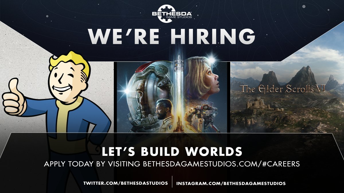 Bethesda Game Studios on X: Come build worlds with us and join our team of  talented developers. Apply today!    / X