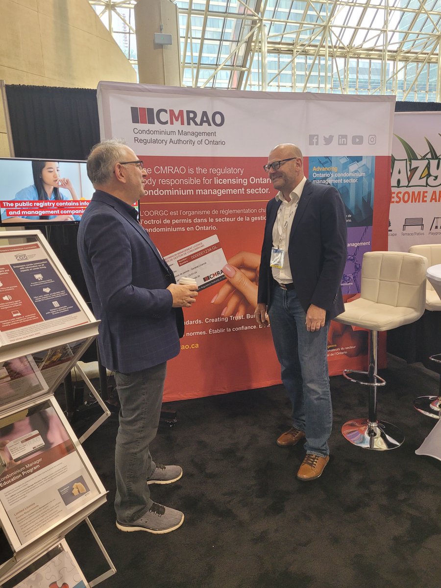 CMRAOn's tweet photo. We are reaching the end of the second day at the @RemiShowMEC and we would love to meet you! Visit our booth to learn more about the work the CMRAO does for Ontario’s condominium management sector! #REMIShow https://t.co/JobI82rMiq