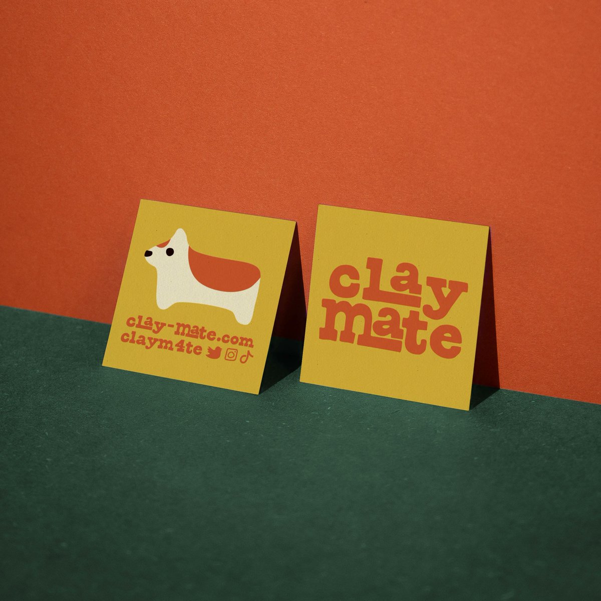Nifty square business cards for new business on the block <a href="/claym4te/">clay-mate</a> 🍊 

We love their miniature clay animal pals! Check them out here: clay-mate.com 

Printed on our trusty Unicorn White recycled stock ♻️