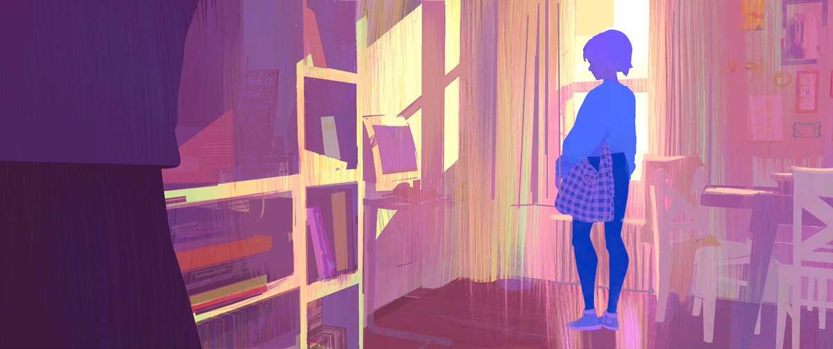 I painted the color keys for this scene between Gwen and her dad! #AcrossTheSpiderVerse #GwenStacy