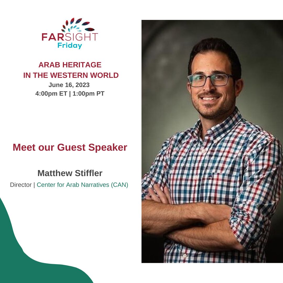 gofarsight's tweet photo. Meet @ProfStiff Director of the @ArabNarratives. He is our guest speaker for the June 16 #FARSIGHTFRIDAY on Arab Heritage in the Western World!
REGISTER FOR June 16th FARSIGHT FRIDAY: https://t.co/VKB0QHZWas
#InclusiveAtWork #DiversityEquityAndInclusion #ARABHERITAGE https://t.co/NFnp3p0RaO