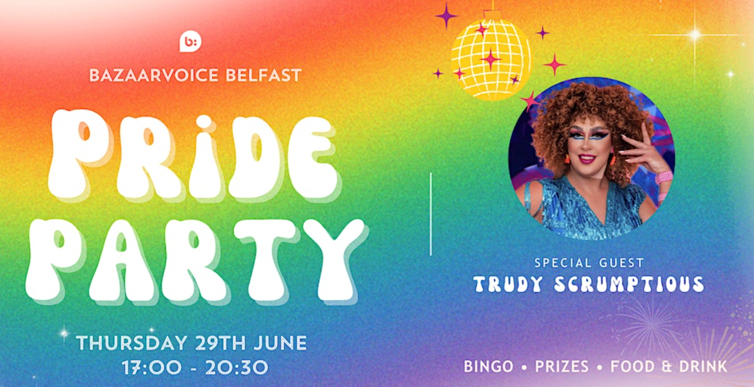 🌈 <a href="/bazaarvoice_bfs/">Bazaarvoice Belfast</a> : Pride Party with Trudy Scrumptious! 🎉 Book with Eventbrite (only 50 spots left)! eventbrite.co.uk/e/bazaarvoice-…
#livebv #party #fun