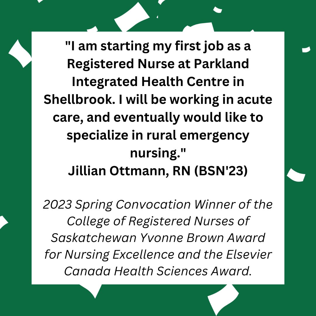 Congratulations to #USaskNursing #BSN graduate Jillian Ottmann!

#BeWhatTheWorldNeeds #USaskClassOf2023 #WeAnswerTheCall #ThankYouDonors #USask