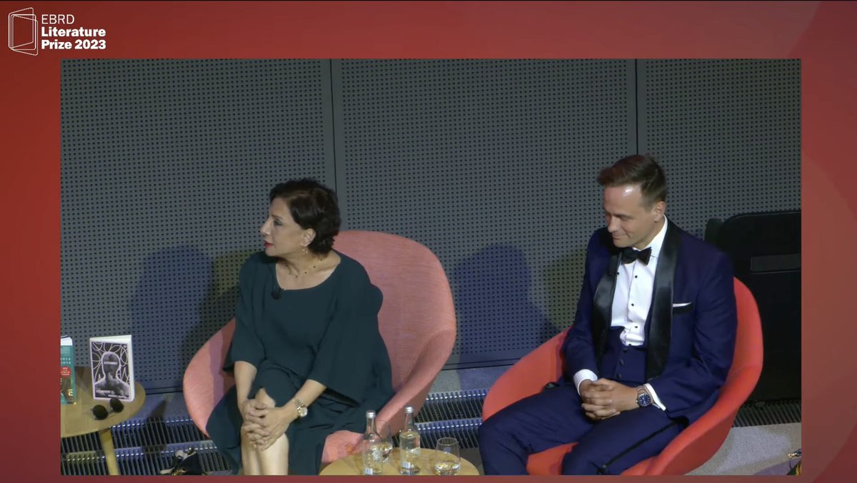 EBRD's tweet photo. Our finalist @najwanaye presents her book "Mister N", translated by @lukeleafgren, published by @andothertweets. It is one of the finalists of the #EBRDLiteraturePrize2023.  

Watch live: https://t.co/BW6PFubPOX https://t.co/5anrqPrItc
