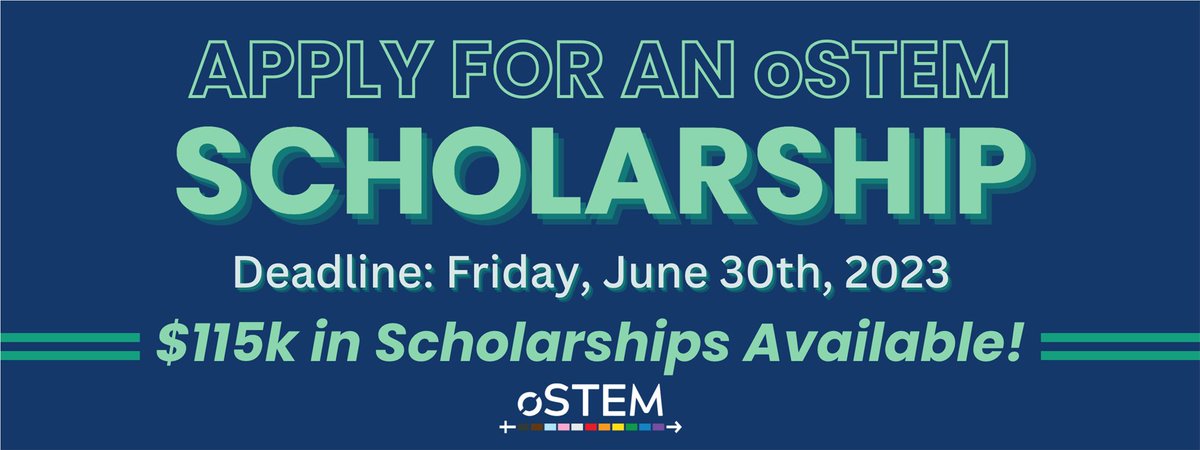 This week for #PrideMonth, we're highlighting the @OUTinSTEM Scholarship Program, which aims to provide financial support to members of the #LGBTQ+ community pursuing an #undergraduate or #graduate degree in a #STEM field.

Apply by June 30, 2023: ostem.org/page/scholarsh….
