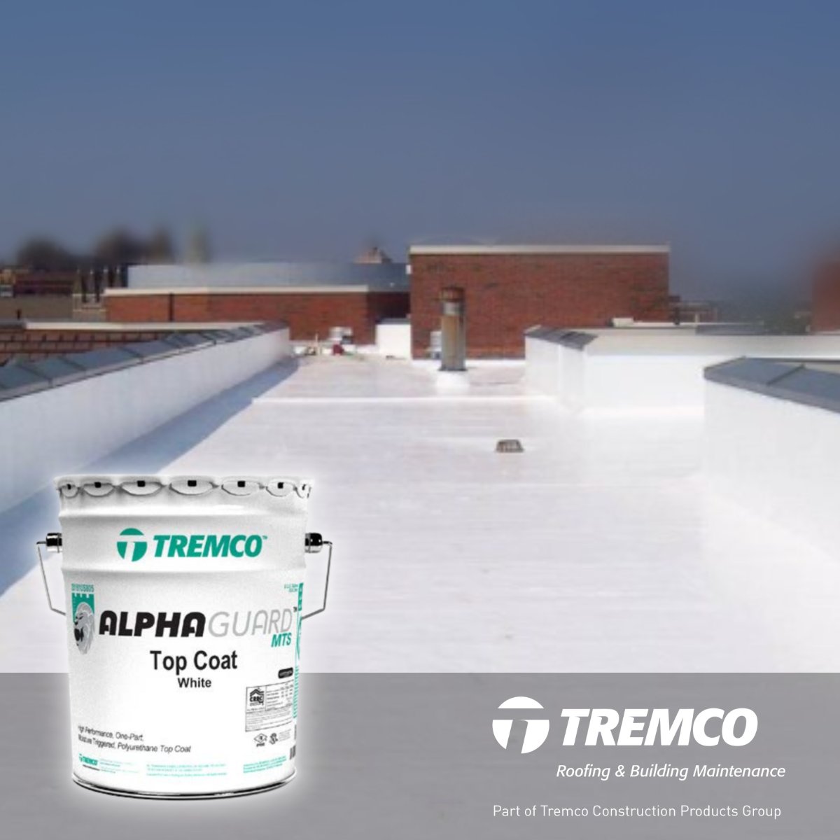 AlphaGuard™ MTS is a very low-odor, fully reinforced
roofing and waterproofing system used to restore
or replace existing roofs. It is easily applied, highly
versatile, durable, technologically advanced and
provides a seamless, waterproof roof system. #TremcoCPG #RPMJourney