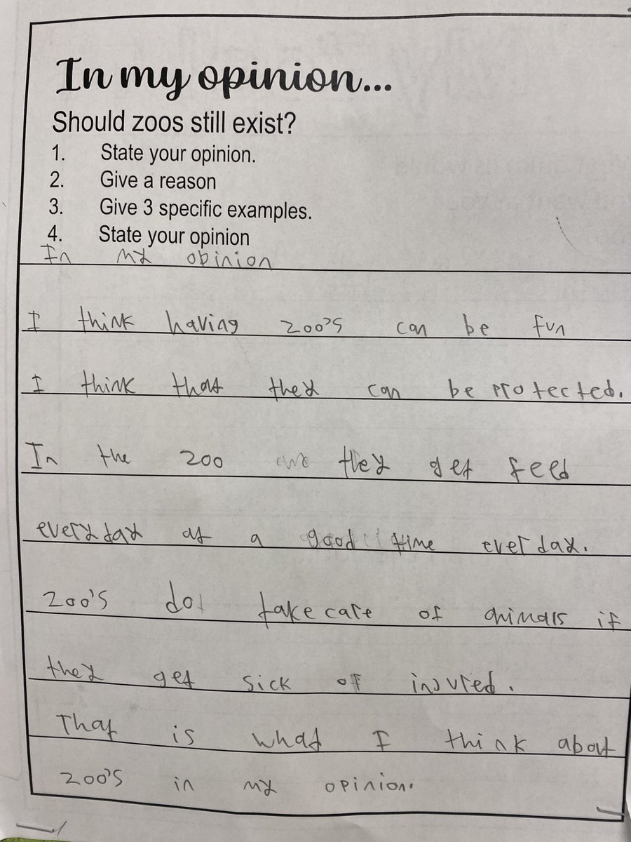 YorkRiverPS's tweet photo. Incorporating literacy in math instruction provides students opportunities to understand and connect with the content more deeply. The grade 4's have a variety of opinions about zoos! https://t.co/VU2hn8OUki