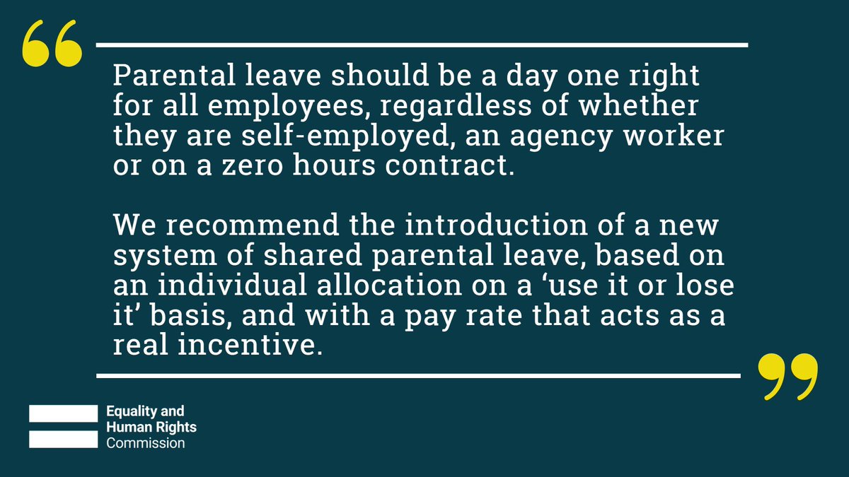 EHRC's tweet photo. Fathers increasingly want to play a greater role in bringing up their children, but current parental leave offers are failing to meet this demand because of complexity, ineligibility, low financial incentive and concerns about employer attitudes. https://t.co/J9cEILlsPN
