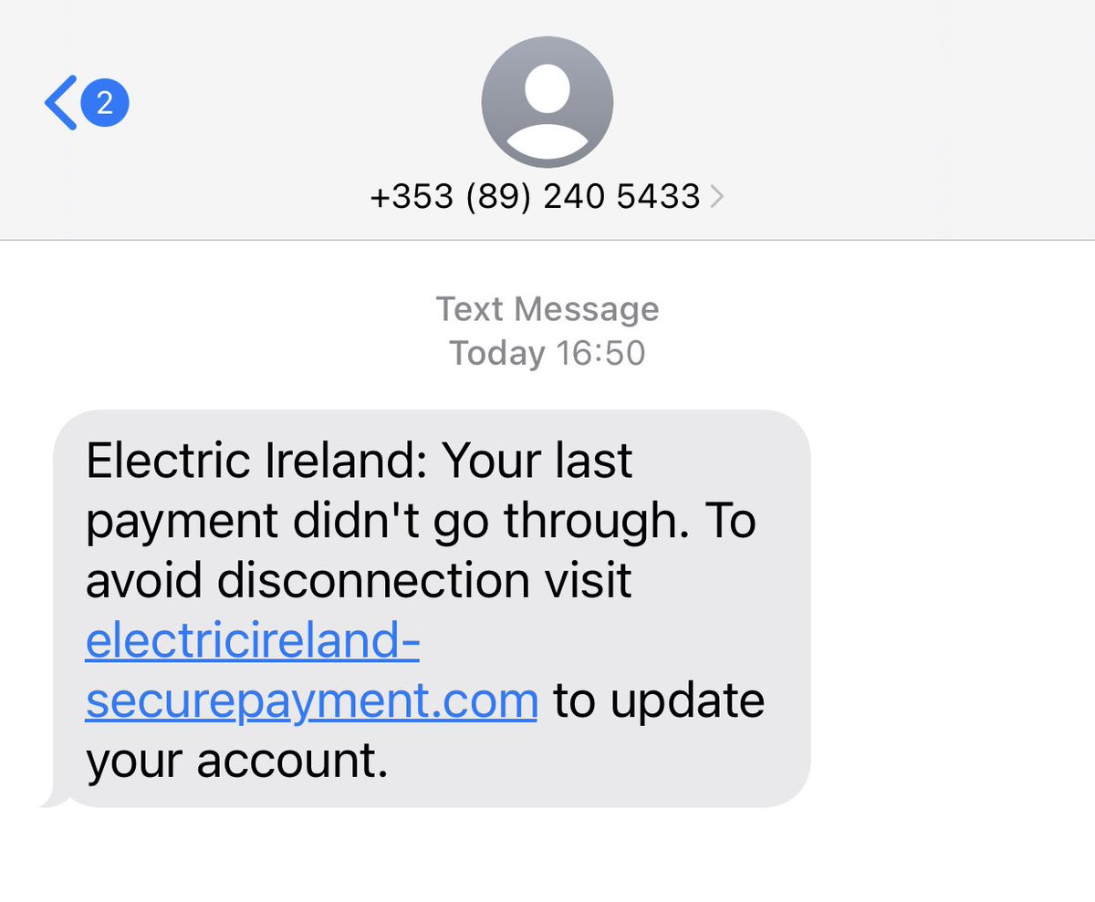 @ElectricIreland  FYI I received this text today, it’s very convincing and only for knowing I was in credit with you I’d have clicked.