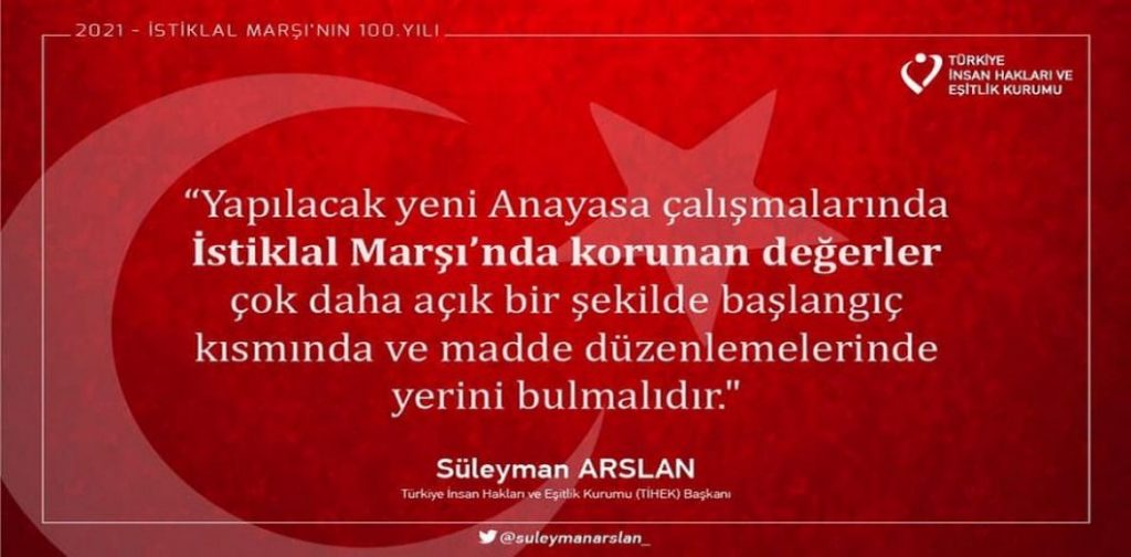 En sivil ve kapsayıcı anayasa merkezine İstiklâl Marşı'nı alan anayasadır.
#İstiklâlMarşı Türkiye'nin ilk yüzyılındaki küresel darbeye karşı #HakkaTapanMillet'imizin kabul ettiği ilk sivil ve kapsayıcı anayasanın da anayasasıdır.
#Anayasa #SivilAnayasa