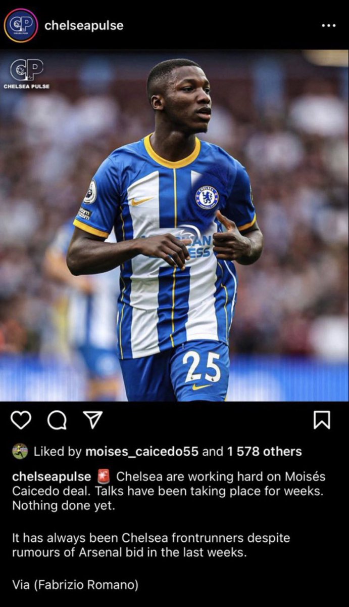 Caicedo also liked this from a Chelsea news page on Instagram!