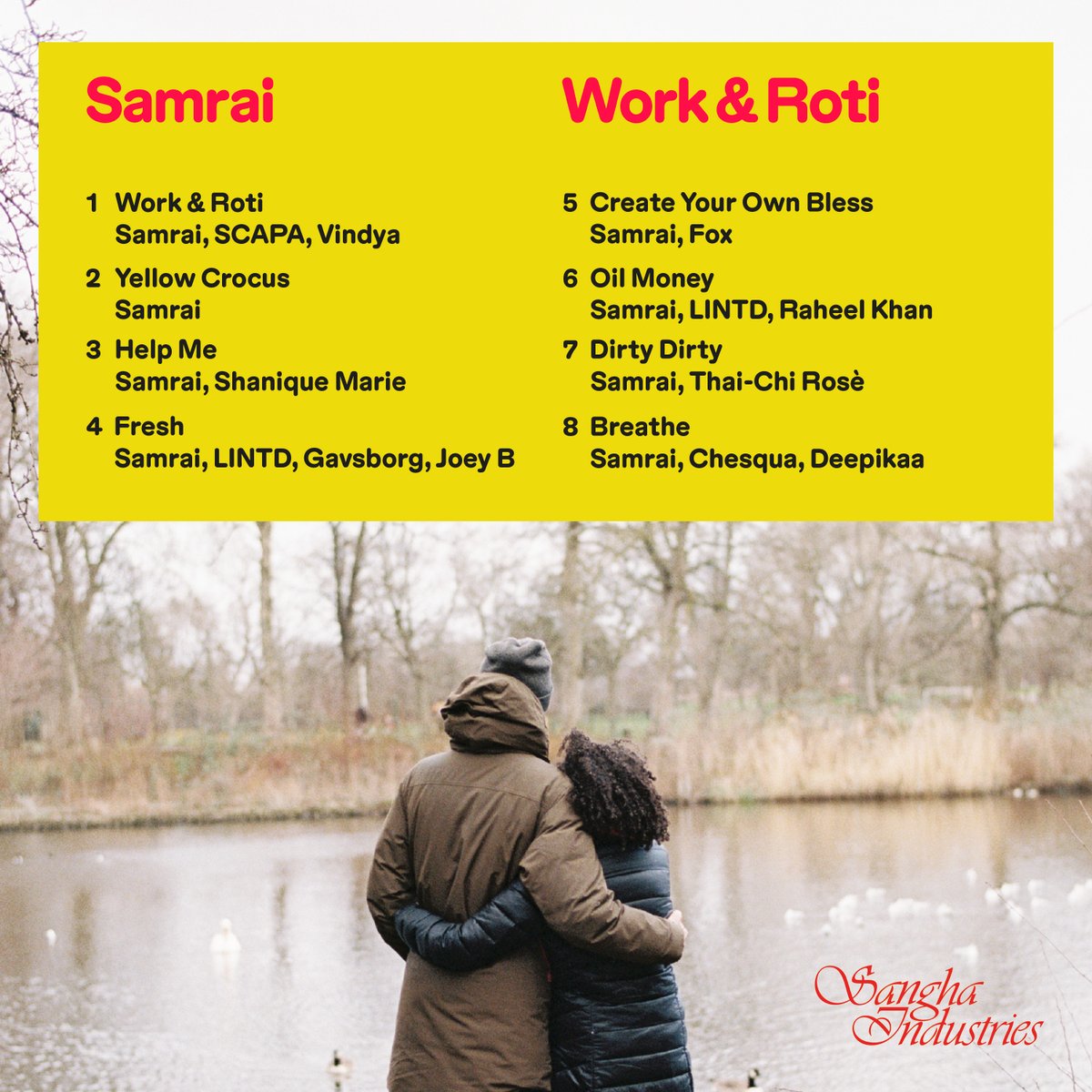 Balraj Singh Samrai (@deejaysamrai) on Twitter photo Okay crew! Here's the tracklist and back cover for the project 🥰
"Work & Roti" album pre-order now live on <a href="/Bandcamp/">bandcamp</a>
Order now and get the first 3 singles straight away!
deejaysamrai.bandcamp.com/album/work-roti
Design <a href="/AmritRandhawa96/">Taxi Cab Industries</a>
Photography <a href="/Hark1Karan/">Hark1karan - ਹਰਕਰਨ</a> Okay crew! Here's the tracklist and back cover for the project 🥰
"Work & Roti" album pre-order now live on <a href="/Bandcamp/">bandcamp</a>
Order now and get the first 3 singles straight away!
deejaysamrai.bandcamp.com/album/work-roti
Design <a href="/AmritRandhawa96/">Taxi Cab Industries</a>
Photography <a href="/Hark1Karan/">Hark1karan - ਹਰਕਰਨ</a>