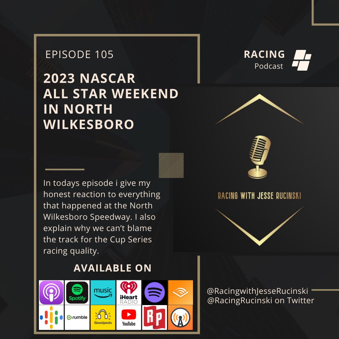 RacingRucinski's tweet photo. New episode available now. Discussing the @NASCAR_Trucks #Tyson250 &amp; the rest of the @NASCAR All Star weekend. 

https://t.co/GhVvGywtVR

https://t.co/wrbNWd4MVa

#NEW #NASCAR #NASCAR75 #podcast @MatthewDillner @DaleJr #Racing #Motorsport @NWBSpeedway @DirtyMoMedia #podcasts https://t.co/HtGGCrEzrR