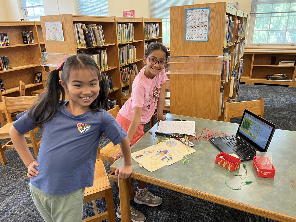DrBurke_EdTech's tweet photo. This group finished their @makeymakey fairy tale project! They wrote their own fairy tale &amp; recorded it using Audio Sampler, so others interact w their picture by touching conductive tape &amp; ink! Amazing work by these BHES 3C students! 🤩
@BCSDNOTES #ActiveConnectedLearning https://t.co/CJQzNBMSoQ