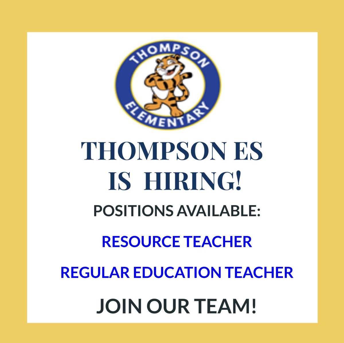 Thompson_Aldine's tweet photo. We’re looking for some dedicated and passionate leaders to join Team @Thompson_Aldine in @AldineISD 
🐯#WeCanWeWill https://t.co/XJGrWz5GLP