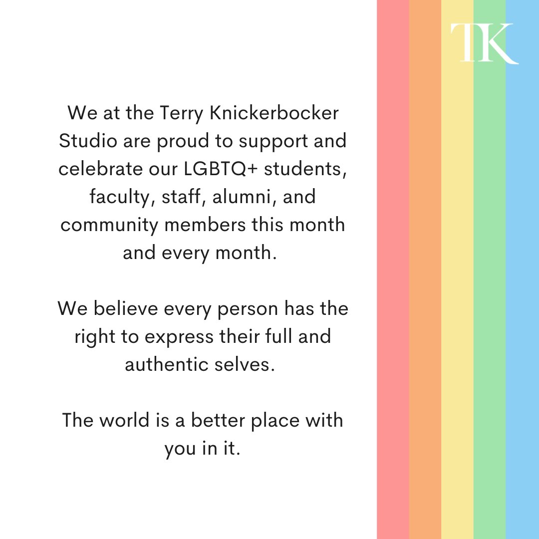 Happy Pride Month from all of us here at the Terry Knickerbocker Studio! The world is a better place with you in it. 🏳️‍🌈 #pride #TKS #acting #lgbtq