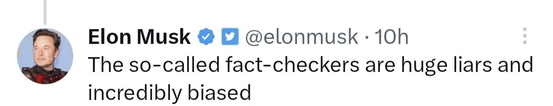 @zoo_bear alleged fact checkers are well known to Elon Musk also.