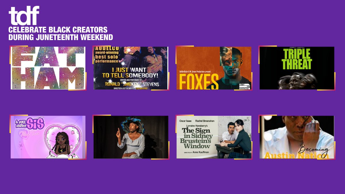 Celebrate Black creatives &amp; performers this #Juneteenth weekend! 

<a href="/FatHamBway/">Fat Ham Broadway</a>, <a href="/ucancallmesis/">sis thee doll</a> in concert, selections from <a href="/FRIGIDNewYork/">FRIGID New York</a>'s #QueerlyFest and more!

Log in and browse these #TDFMembership offers--> my.tdf.org