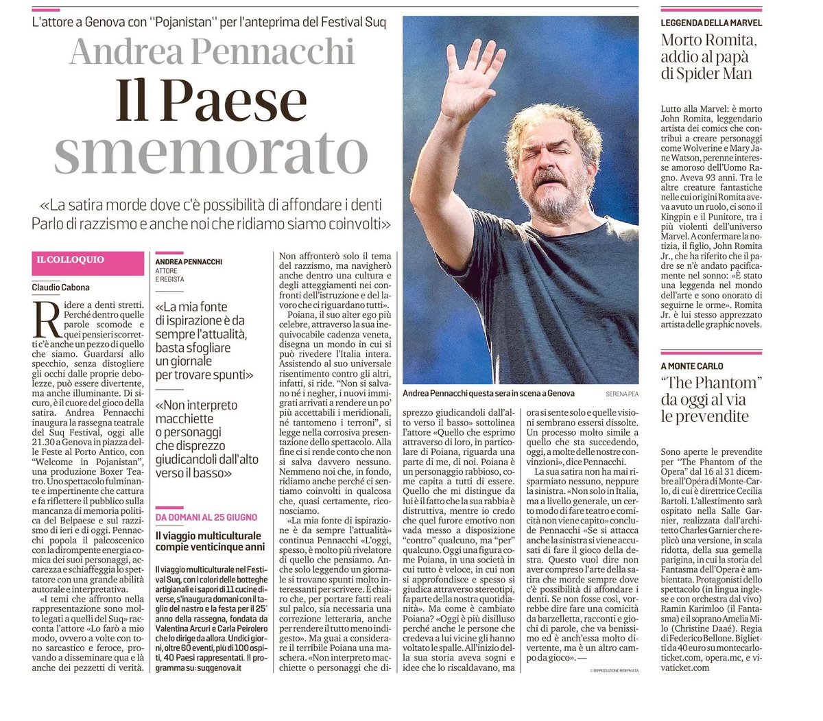 suqgenova's tweet photo. Grazie @ilsecoloxix #claudiocabona per l’intervista ad #AndreaPennacchi 🙏🏻 una anteprima perfetta per il 25 Suq Festival #suqfest23 ❣️ si va avanti sino a domenica 25 ✨⭐️💫programma ricchissimo 🎊🎊🎊 https://t.co/slWe9tJ4RD