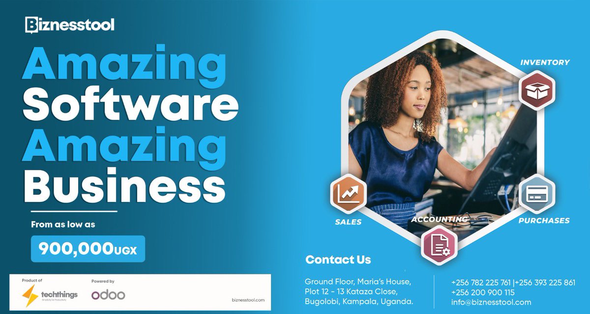 BiznessTool's tweet image. Revolutionize your business with Biznesstool by Techthings Ltd! 🚀 Streamline operations with Odoo-based modules for Sales, Inventory, Purchase, &amp;amp; Accounting. Boost productivity and profitability. Get started for as low as 900k. Contact us today! #Biznesstool #Odoo #TechthingsLtd