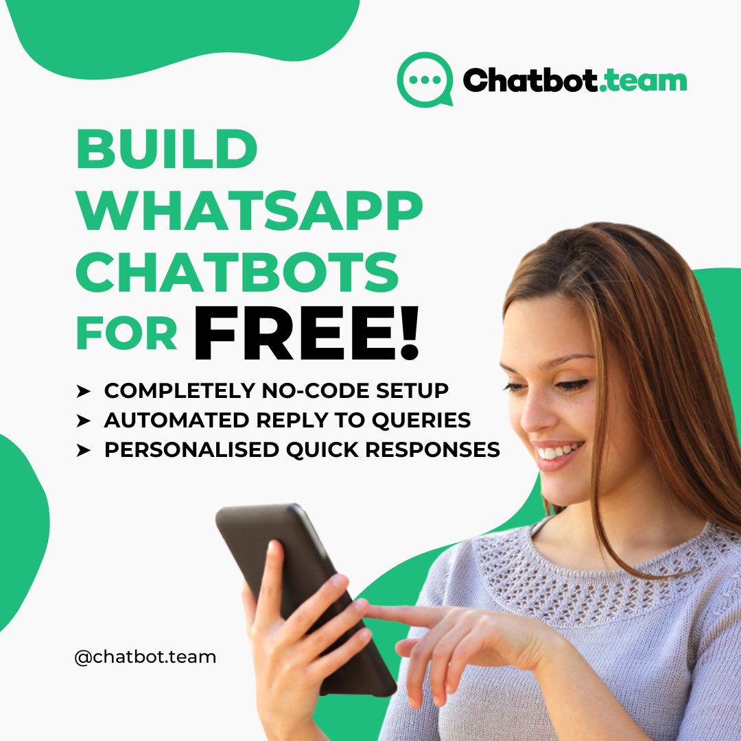 📱🤖💬 Get Chatting with WhatsApp Chatbots - Absolutely FREE! 🚀✨

#WhatsAppChatbots #NoCodeAutomation #CustomerEngagement #AutomatedResponses #PersonalizedInteractions #AIAssistance #SeamlessCommunication #DigitalAutomation #ChatbotRevolution #EnhancedCustomerExperience