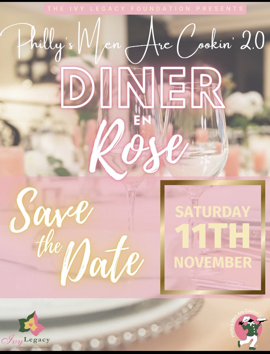 Save The Date 11/11/23 The Ivy Legacy Foundation, the charitable arm of Alpha Kappa Alpha Sorority, Inc. Rho Theta Omega Chapter will host Philly’s Men Are Cookin’ 2.0.
More information to come. @aka_rhothetaomega