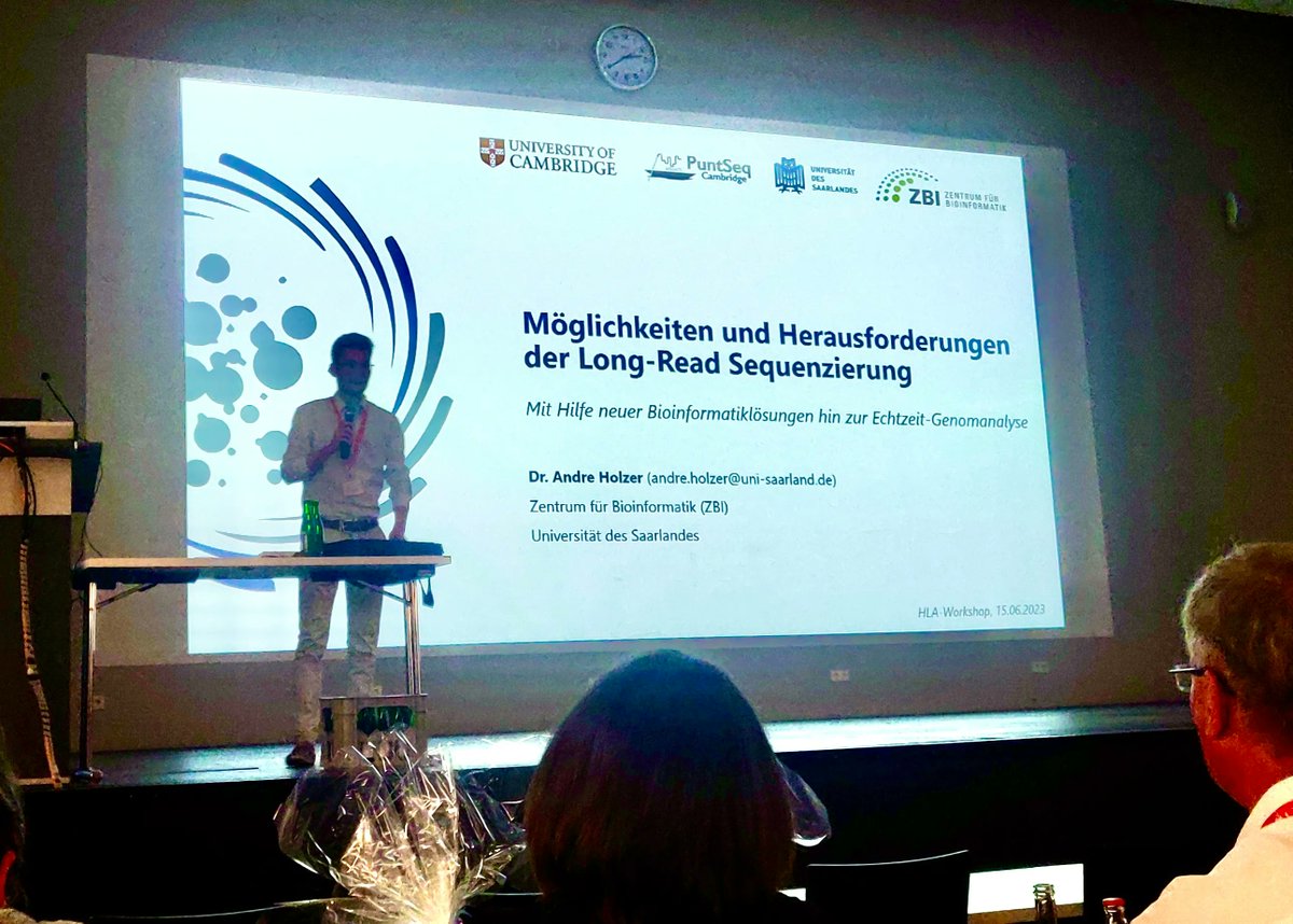 AndreHolzer's tweet photo. A pleasure to talk about the potential of long-read sequencing and our work towards streamlined end-to-end solutions @SIC_Saar @Saar_Uni as invited speaker at the 2023 @DE_SMS conference meeting today. #nanopore #realtimegenomics https://t.co/ZOGPCb1U0i