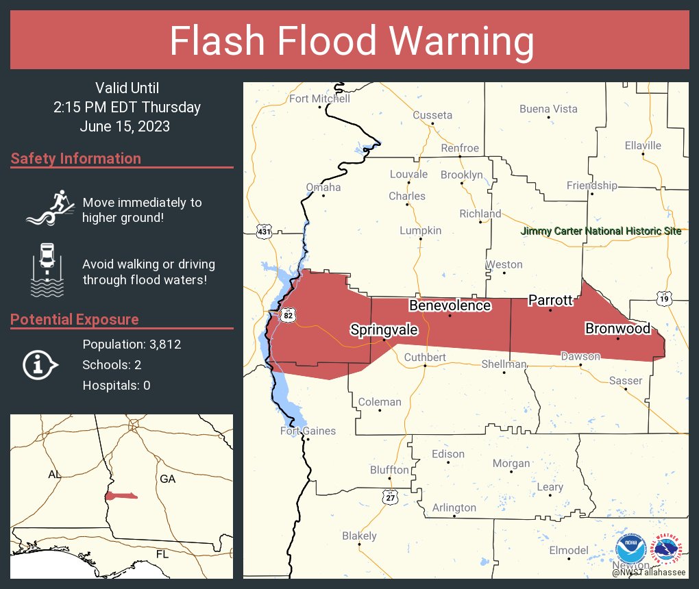 NWSFlashFlood on Twitter "Flash Flood Warning including Bronwood GA, Parrott GA and Morris GA