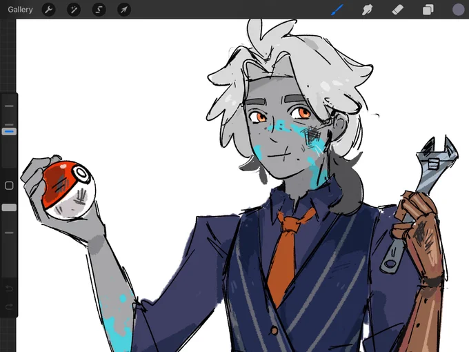 Reese design for the Pokémon AU that my dnd group is doing (he's rock/steel) #oc