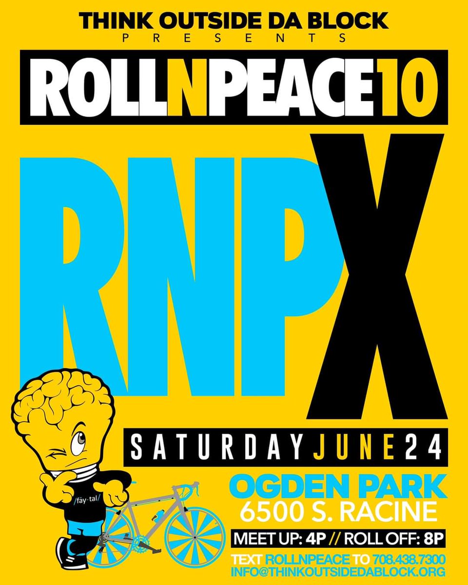Join us and <a href="/thinkoutdablock/">Think Outside Da Block</a> for their Roll N Peace ride on June 24th at Ogden Park! Roll out! 🚲🎉

#Divvybikes #Divvy #BikeCHI #Chicago #Englewood