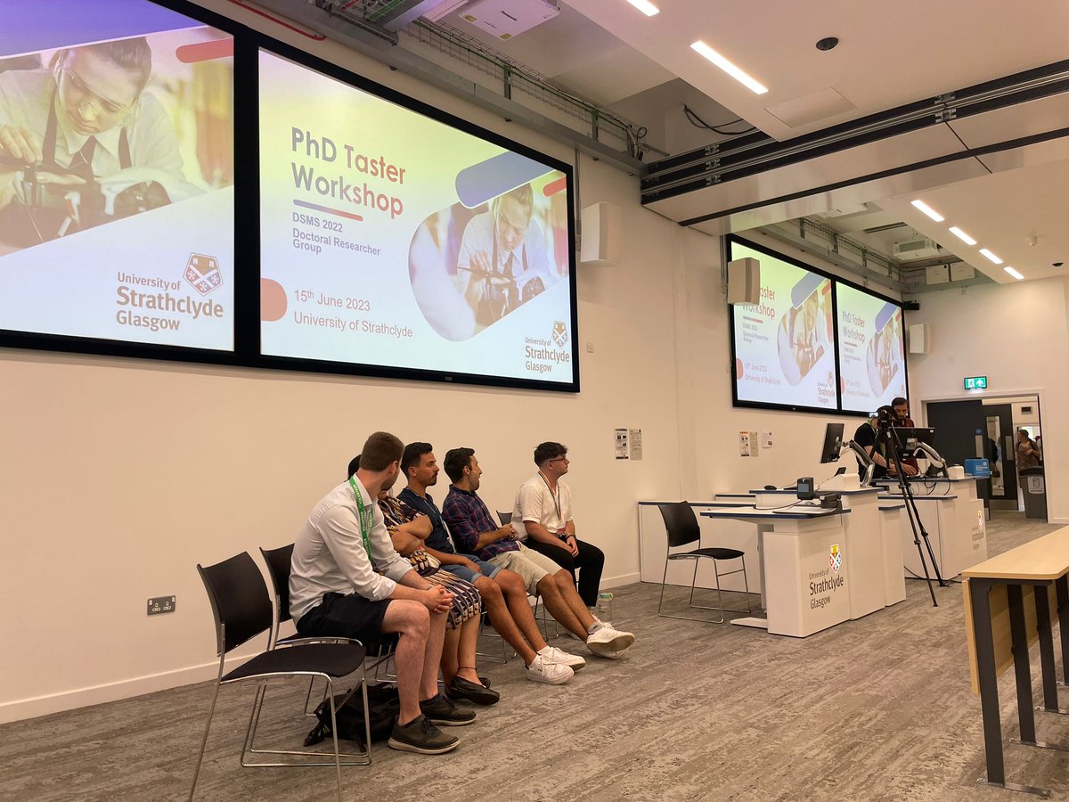 UniStrathclyde's tweet photo. It was great to welcome everyone to this afternoon's #PhD Taster Workshop, both in-person and online. A special thanks to @DRGStrath for arranging the session.
To begin your #StrathPhD journey, visit https://t.co/hUOsxCznqZ
#StrathLife #DSMS2023 https://t.co/THRybN0vN2