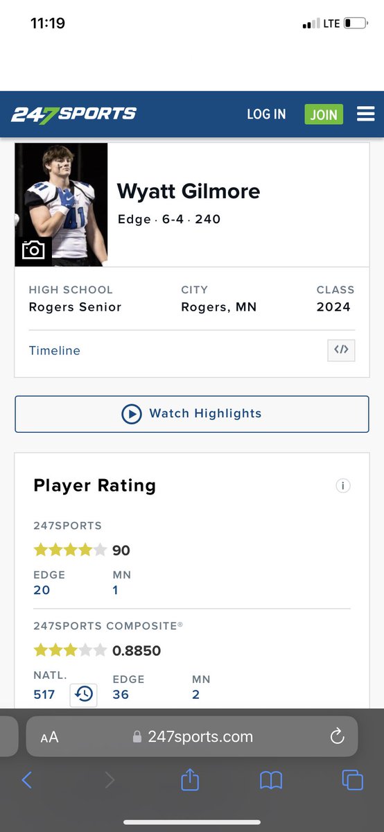4GuysR's tweet photo. 🚨PREDICTION🚨

3⭐️ defensive end Wyatt Gilmore

@sorkness_troy - Minnesota
@CB1_TheFiend - Minnesota 
@twill_2312 - Minnesota

Top 20 player at his position, #1 player in Minnesota https://t.co/P5J7IrunNj