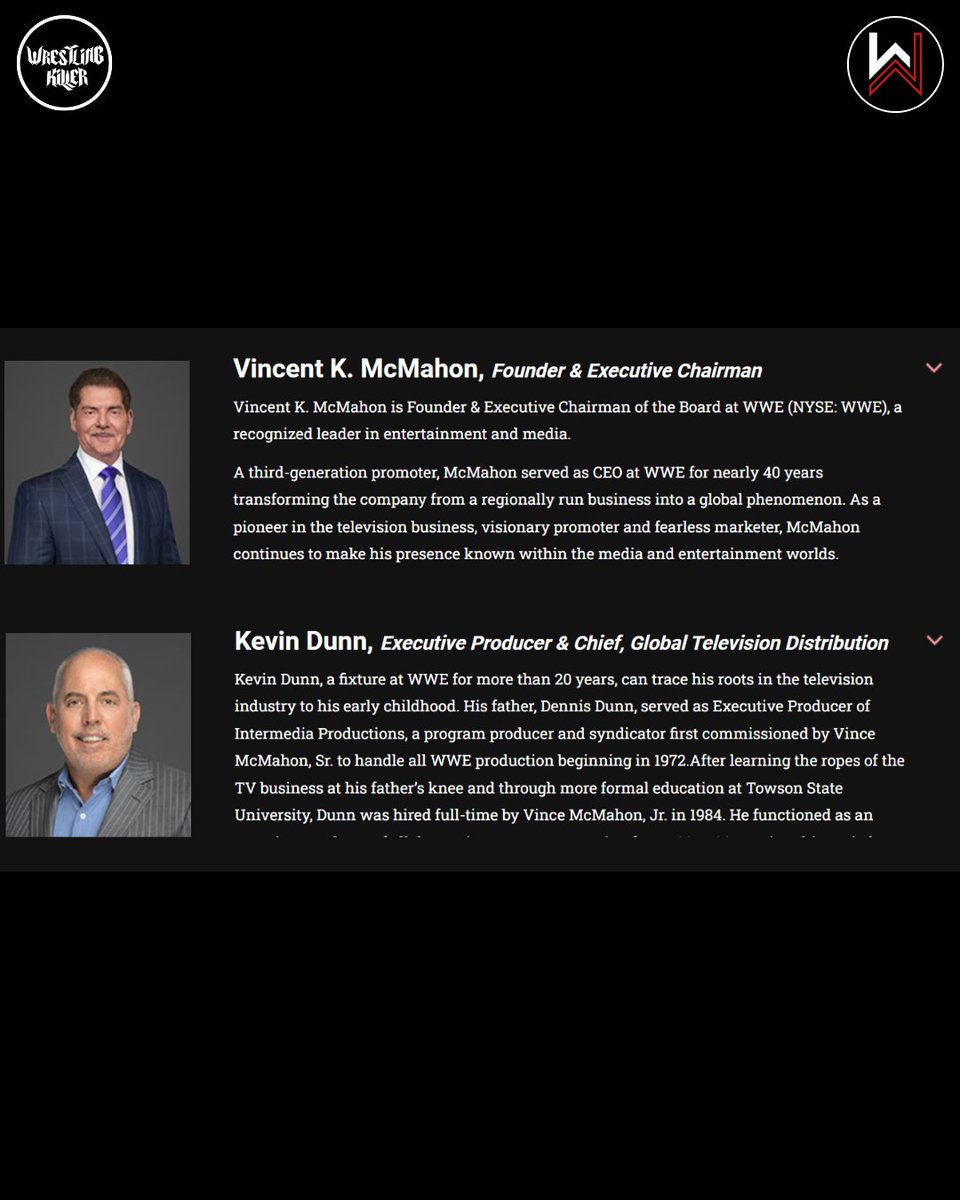 #WWE have added new pictures of Vince McMahon & Kevin Dunn to their corporate website 🤣