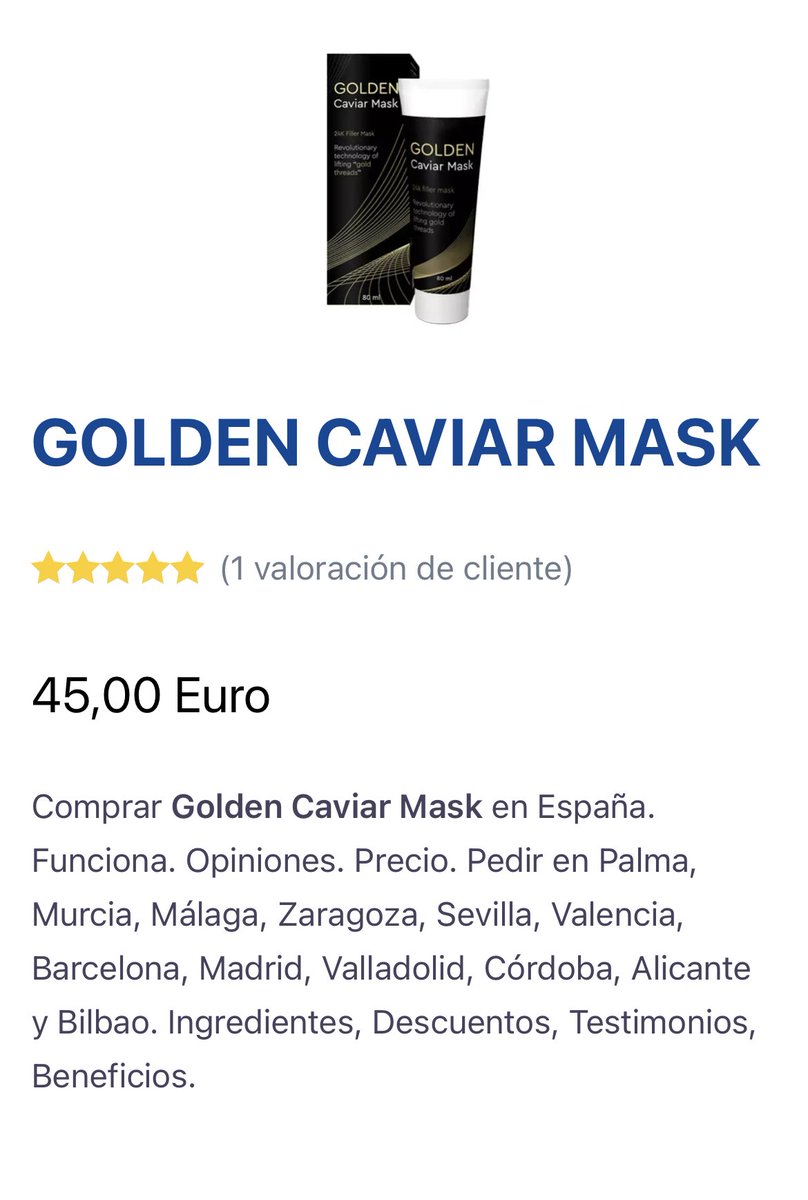 asusanina's tweet photo. ¡Deslumbra con la Golden Caviar Mask! ¡Compra ahora en España! 💰💼🇪🇸 Opiniones, precios y pedidos en Palma, Murcia, Málaga, Zaragoza, Sevilla, Valencia, Barcelona, Madrid, Valladolid, Córdoba, Alicante y Bilbao.
https://t.co/OMkj64ROse
#Belleza #MascarillaFacial #CaviarMask https://t.co/hT3tFaQc4f