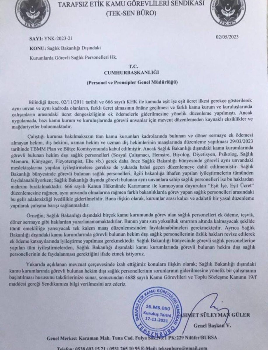 Haticeenay2's tweet photo. Toplu sözleşmede sağlık çalışanlarının toplu halde görülmesini, 
Ayrı ayrı değil ünvan ve meslegine göre esit haklarla savunulması talebini iletiyoruz,
@sbdcsplatform 
@_aliyalcin_ 
@sagliksen 
@MemurSenKonf 
@gencmemursen 
@irgat_mustafa 
#bizdesağlıkçıyız https://t.co/PL4IlxZ1jV